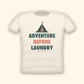 Adventure Before Laundry camping t-shirt — cream tee mockup