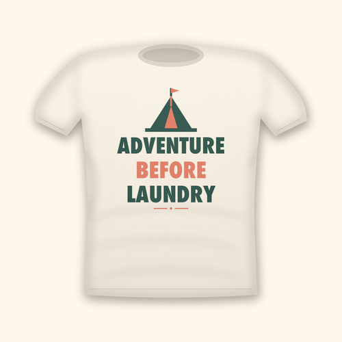 Adventure Before Laundry camping t-shirt — cream tee mockup