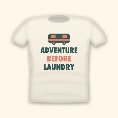 Adventure Before Laundry camping t-shirt — cream tee mockup