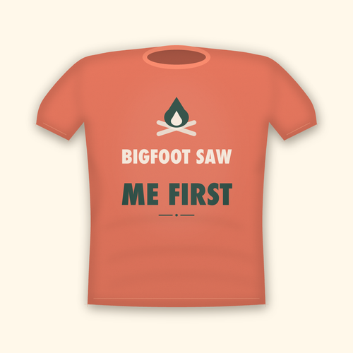 Bigfoot Saw Me First camping t-shirt — coral tee mockup