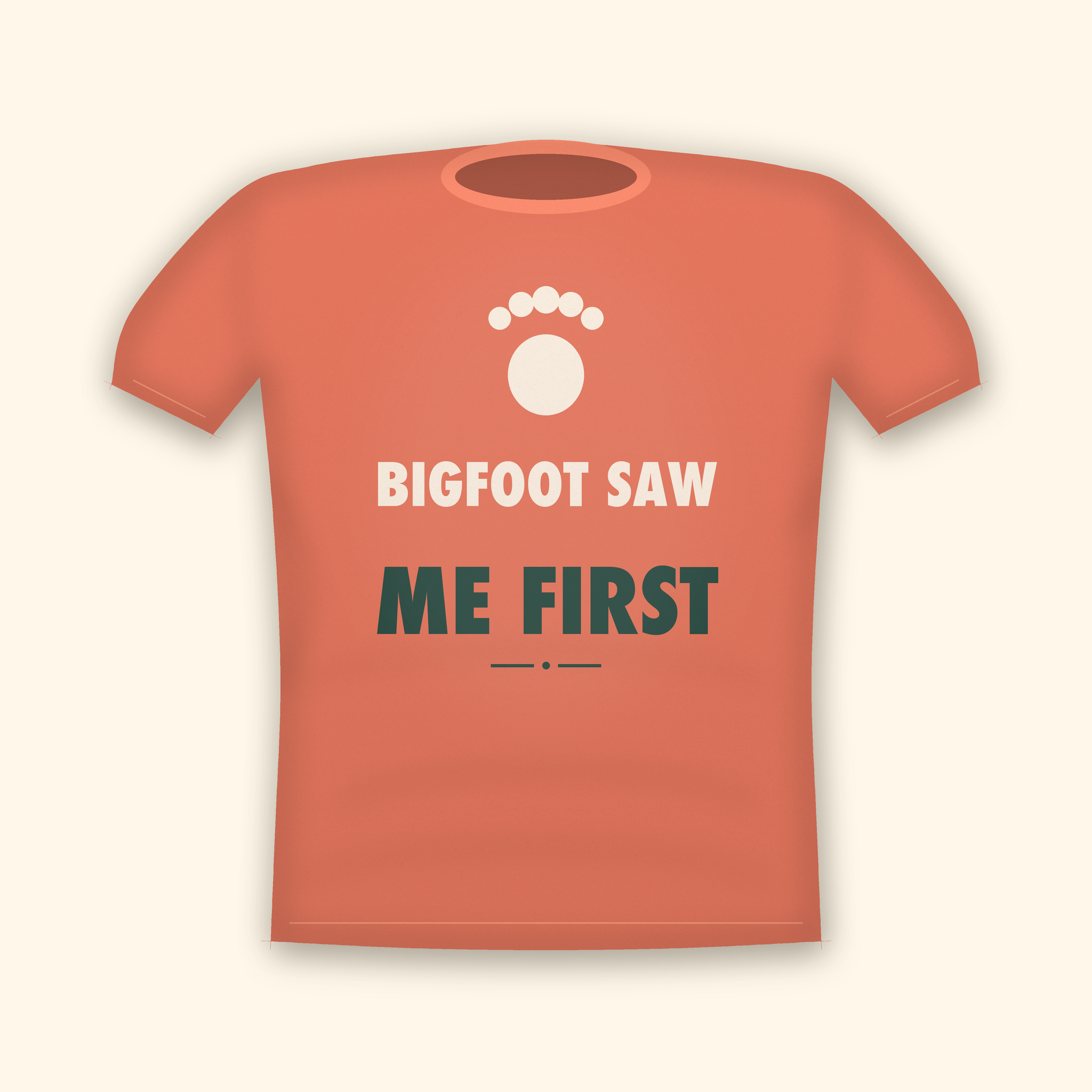 Bigfoot Saw Me First camping t-shirt — coral tee mockup