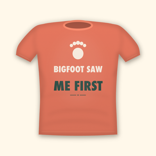 Bigfoot Saw Me First camping t-shirt — coral tee mockup