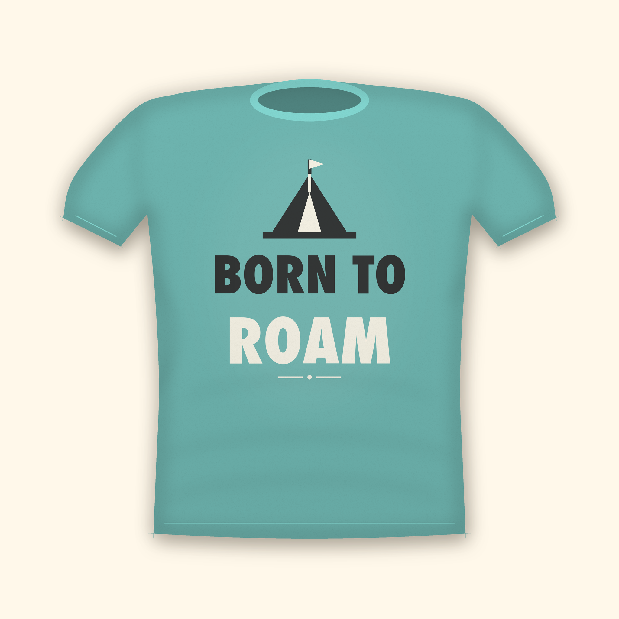 Born To Roam camping t-shirt — teal tee mockup