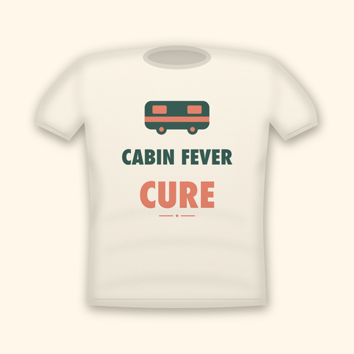 Cabin Fever Cure camping t-shirt — cream tee mockup