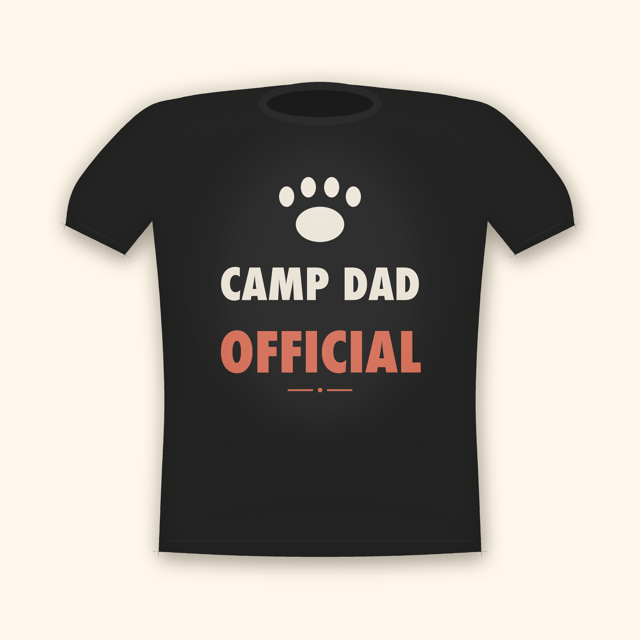 Camp Dad Official camping t-shirt — charcoal tee mockup