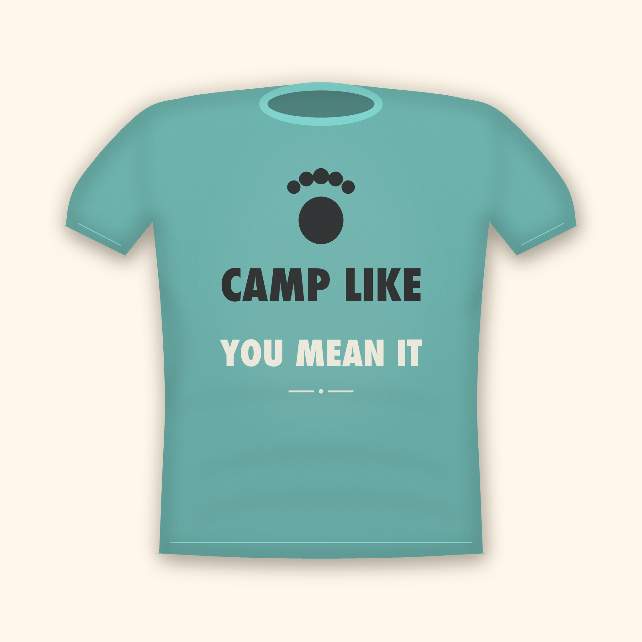 Camp Like You Mean It camping t-shirt — teal tee mockup