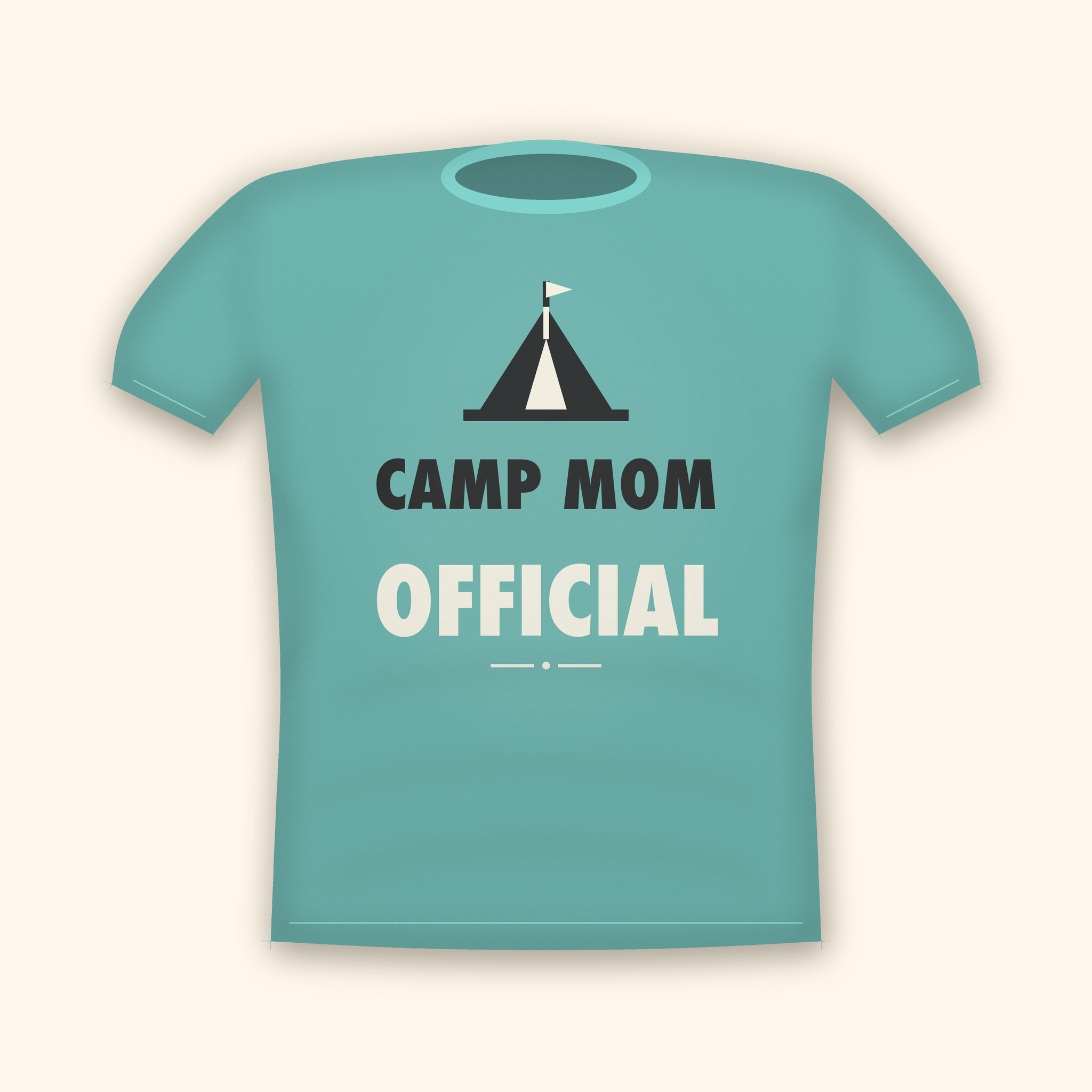 Camp Mom Official camping t-shirt — teal tee mockup