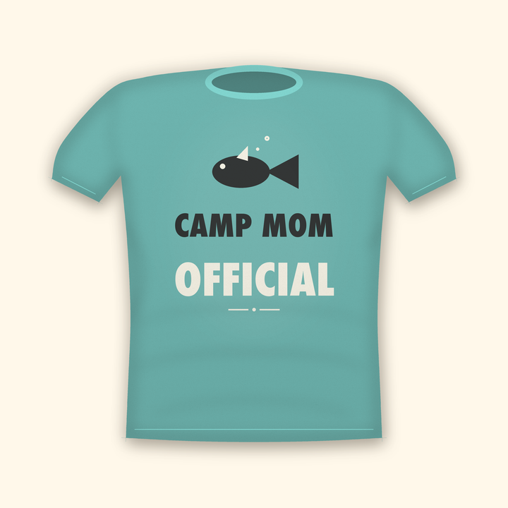 Camp Mom Official camping t-shirt — teal tee mockup