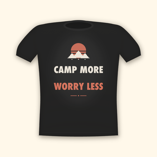 Camp More Worry Less camping t-shirt — charcoal tee mockup