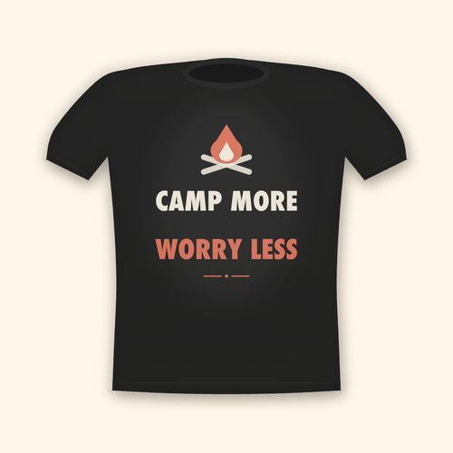 Camp More Worry Less camping t-shirt — charcoal tee mockup