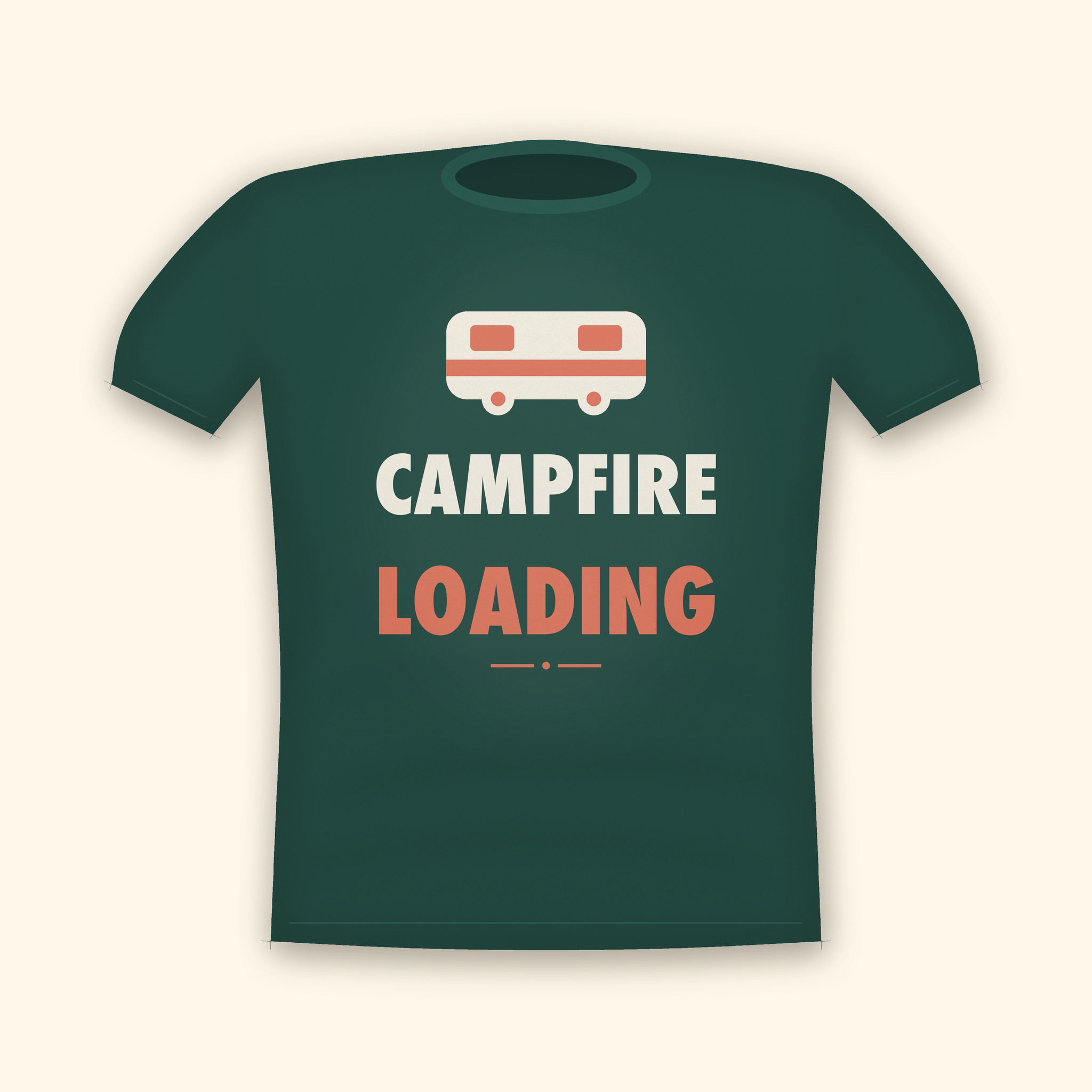 Campfire Loading camping t-shirt — forest tee mockup