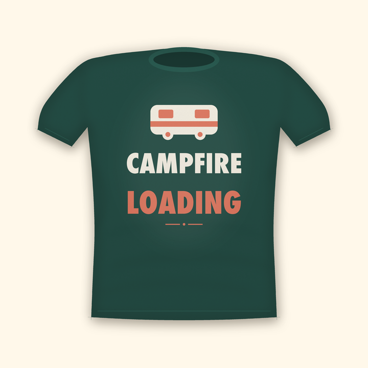Campfire Loading camping t-shirt — forest tee mockup