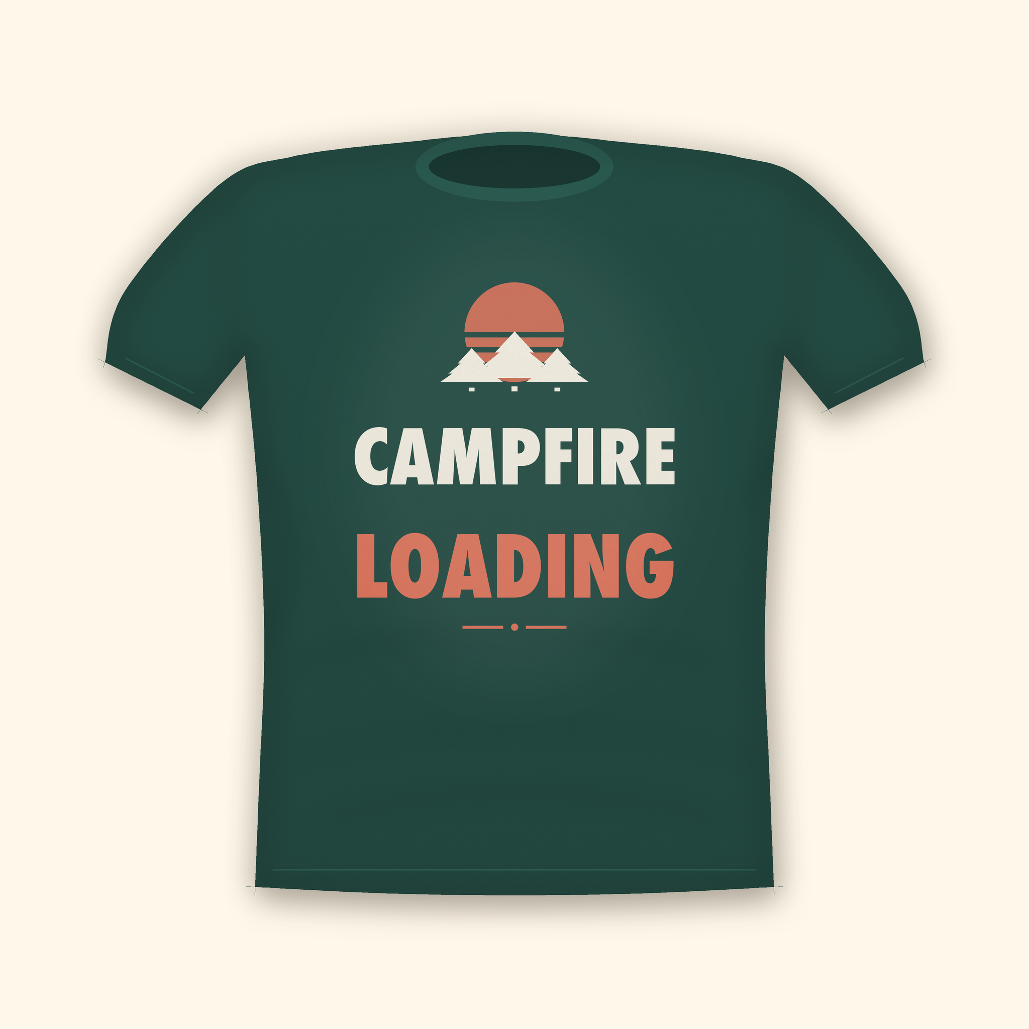 Campfire Loading camping t-shirt — forest tee mockup