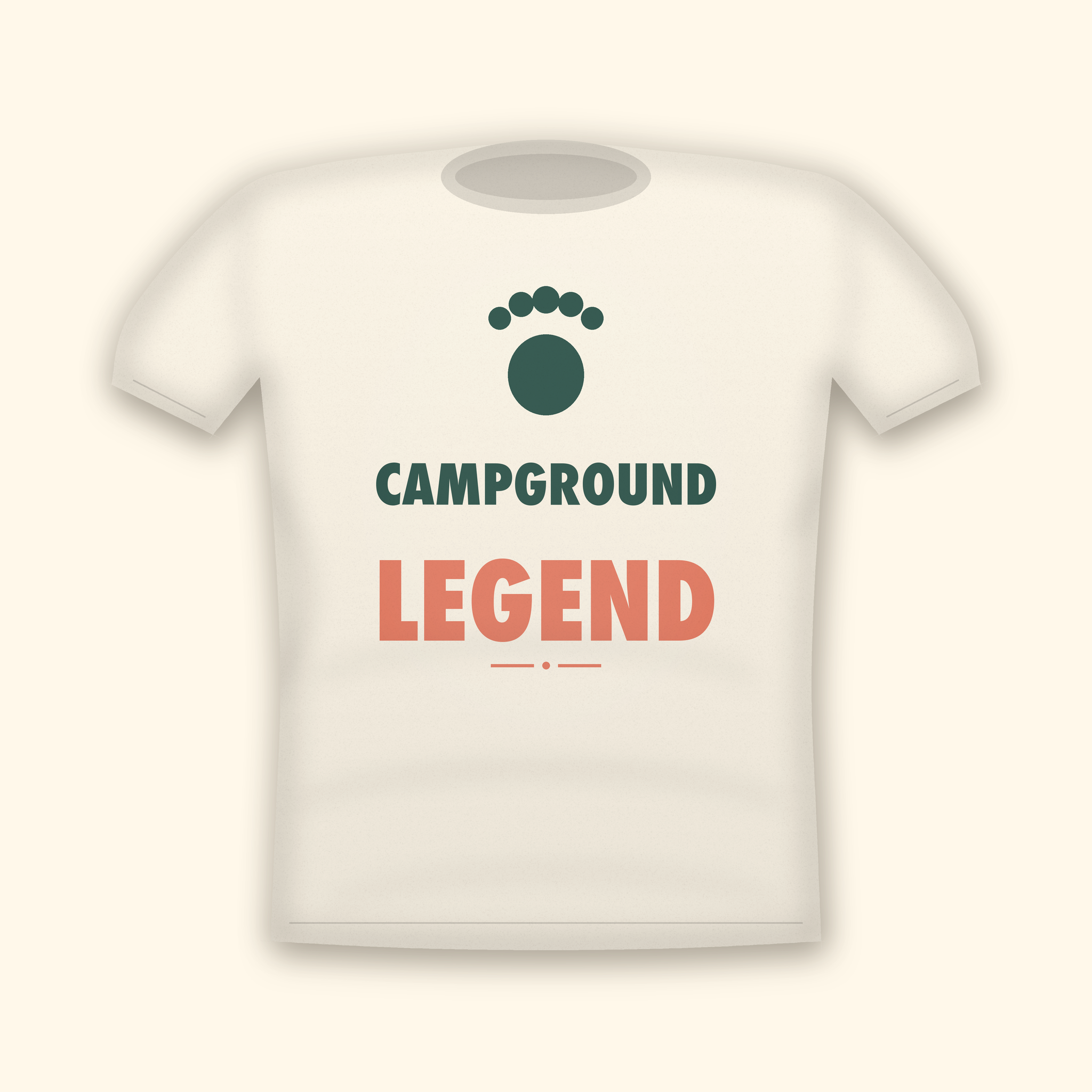 Campground Legend camping t-shirt — cream tee mockup