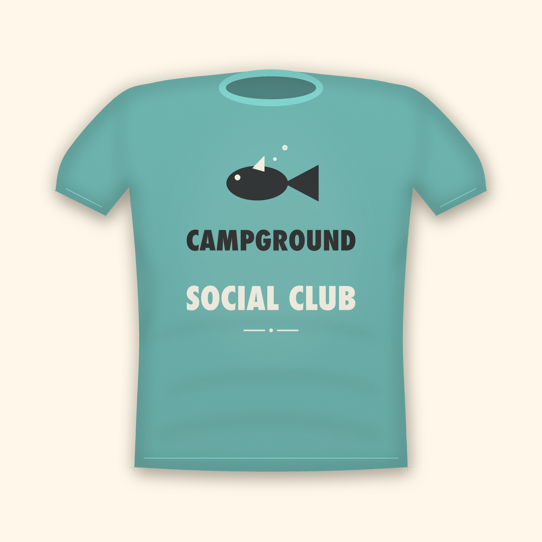Campground Social Club camping t-shirt — teal tee mockup