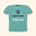 Campground Social Club camping t-shirt — teal tee mockup