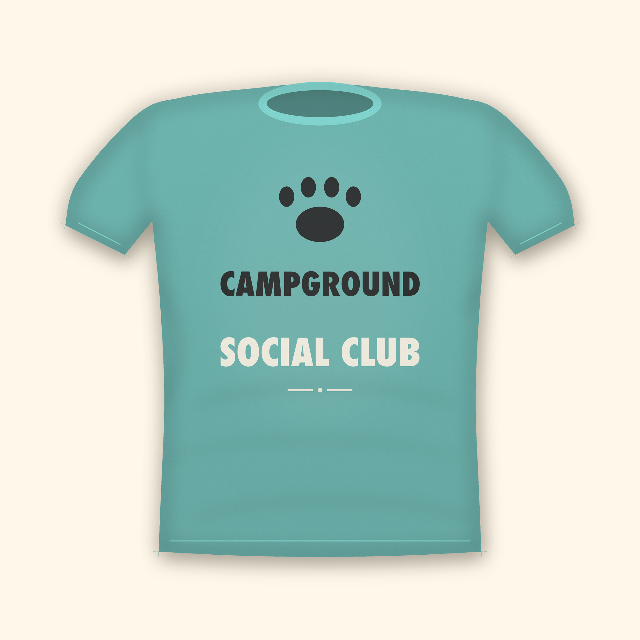 Campground Social Club camping t-shirt — teal tee mockup
