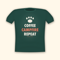 Coffee Campfire Repeat camping t-shirt — forest tee mockup