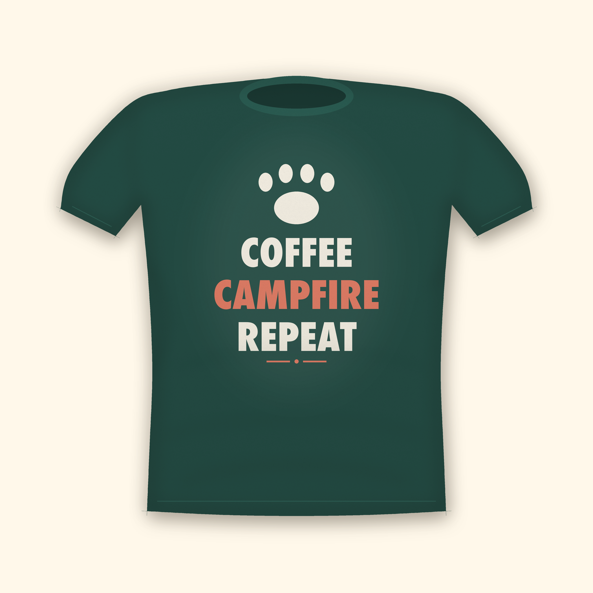 Coffee Campfire Repeat camping t-shirt — forest tee mockup