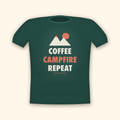 Coffee Campfire Repeat camping t-shirt — forest tee mockup