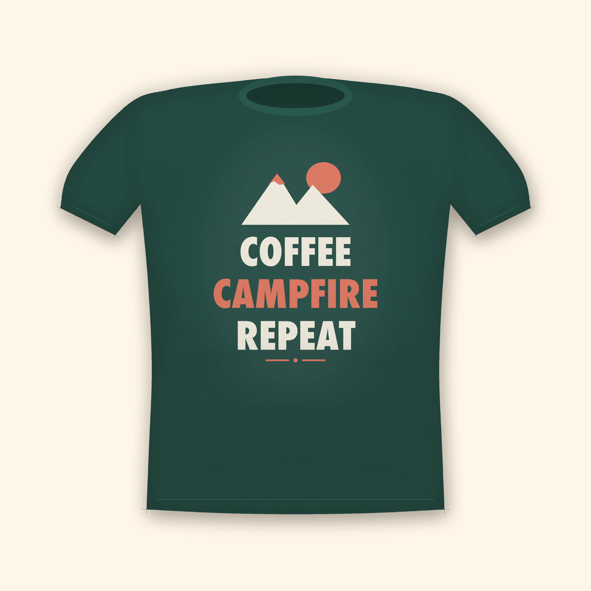 Coffee Campfire Repeat camping t-shirt — forest tee mockup