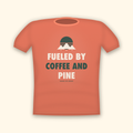 Fueled By Coffee And Pine camping t-shirt — coral tee mockup