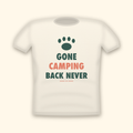 Gone Camping Back Never camping t-shirt — cream tee mockup
