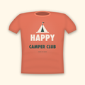 Happy Camper Club camping t-shirt — coral tee mockup
