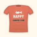 Happy Camper Club camping t-shirt — coral tee mockup