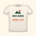 Hike More Scroll Less camping t-shirt — cream tee mockup