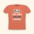 Just Here For The S'mores camping t-shirt — coral tee mockup