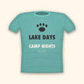 Lake Days Camp Nights camping t-shirt — teal tee mockup