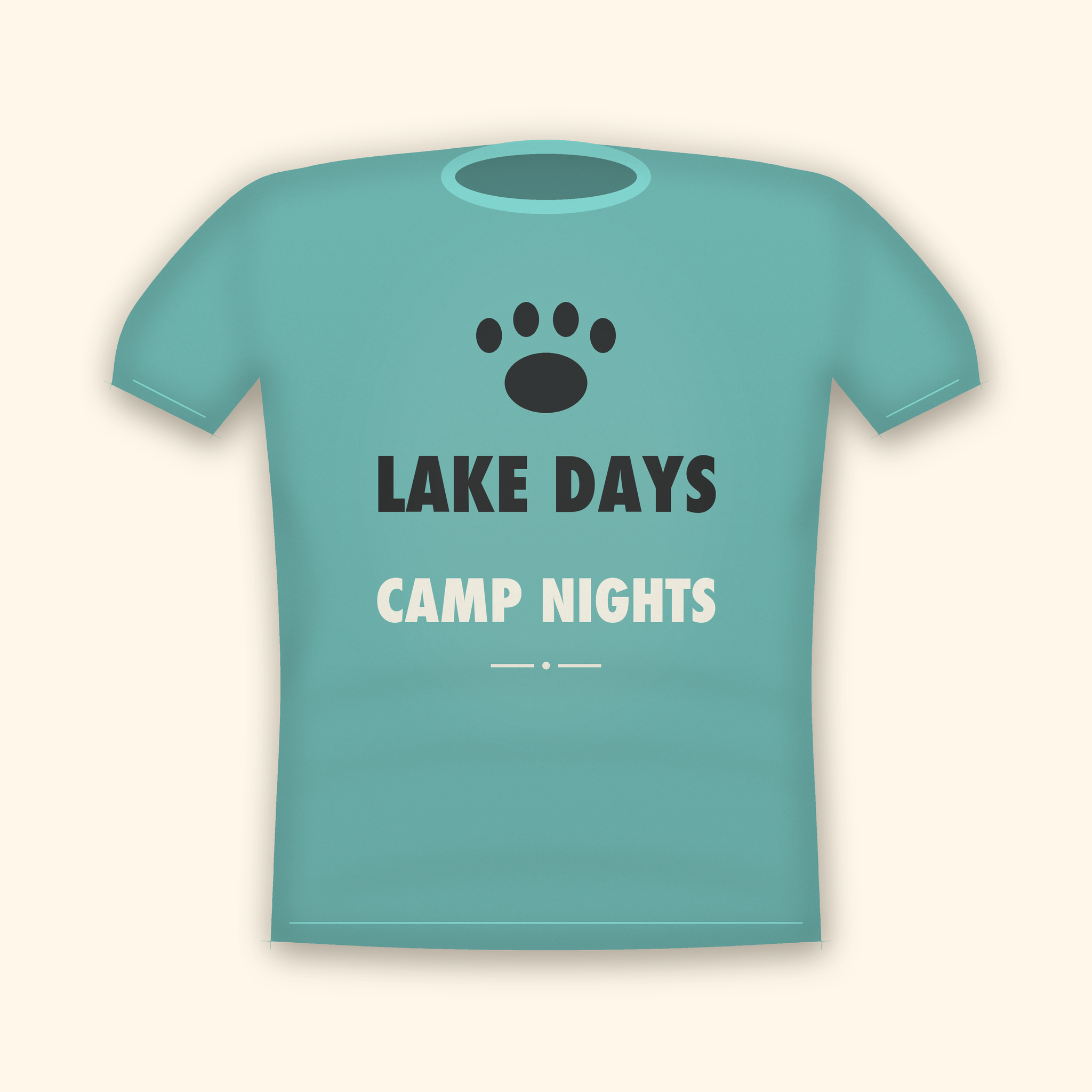 Lake Days Camp Nights camping t-shirt — teal tee mockup