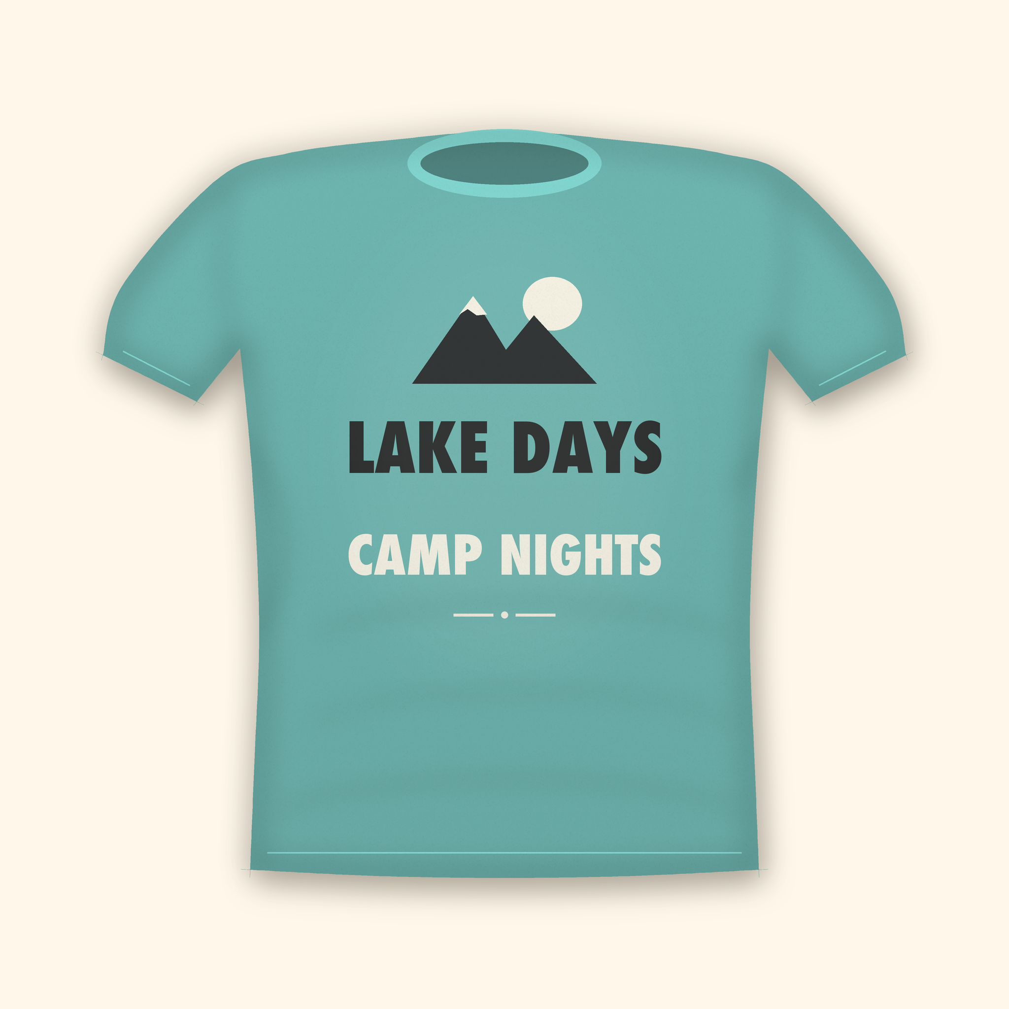 Lake Days Camp Nights camping t-shirt — teal tee mockup
