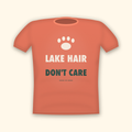 Lake Hair Don't Care camping t-shirt — coral tee mockup