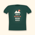 Life Is Better In Hiking Boots camping t-shirt — forest tee mockup