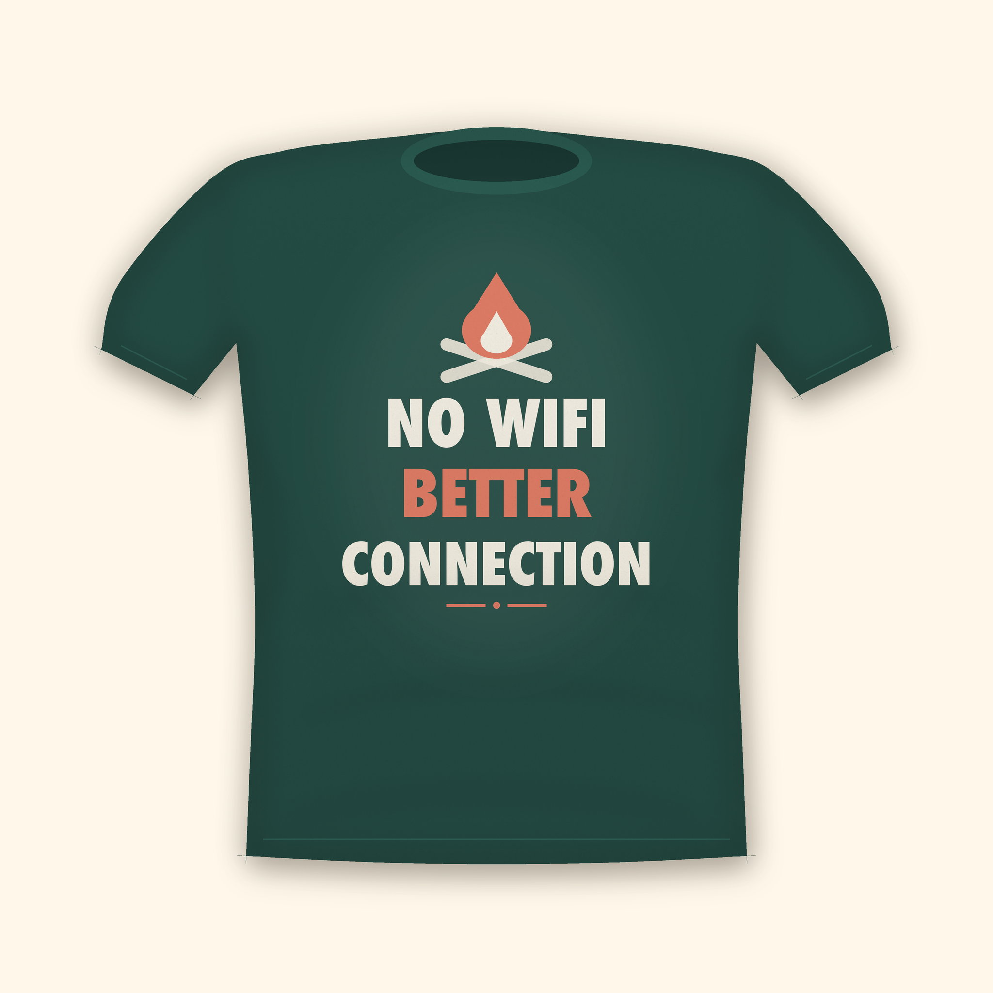 No WiFi Better Connection camping t-shirt — forest tee mockup