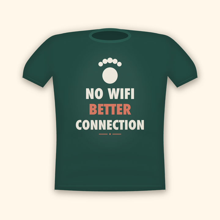 No WiFi Better Connection camping t-shirt — forest tee mockup