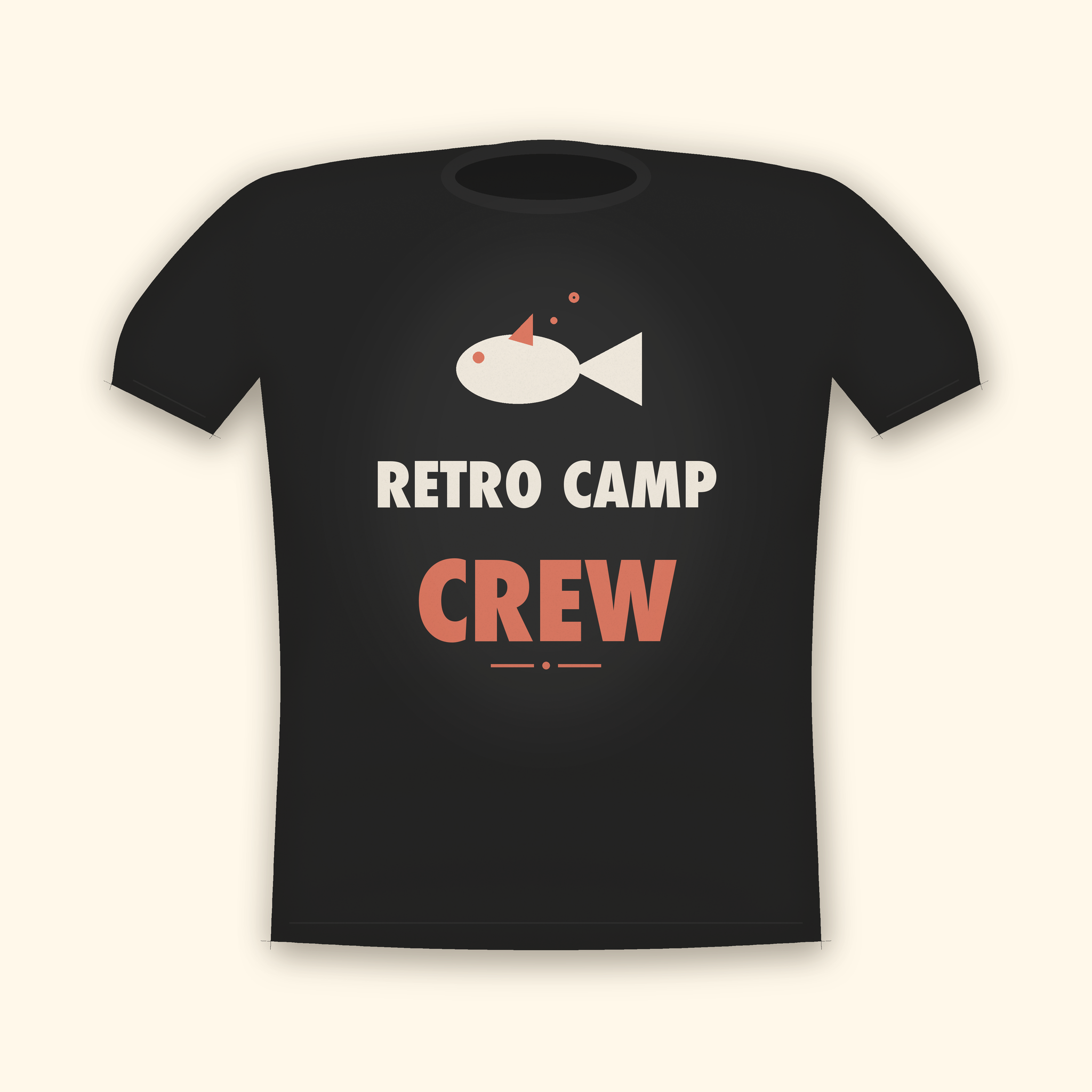 Retro Camp Crew camping t-shirt — charcoal tee mockup
