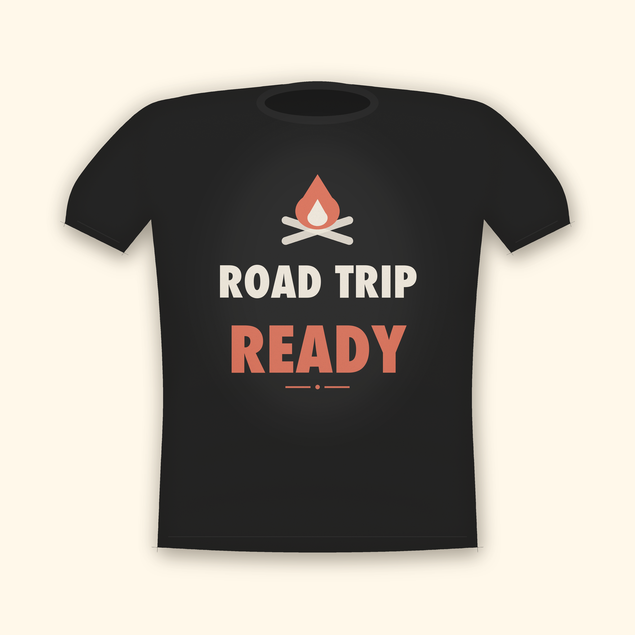 Road Trip Ready camping t-shirt — charcoal tee mockup