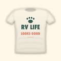 RV Life Looks Good camping t-shirt — cream tee mockup