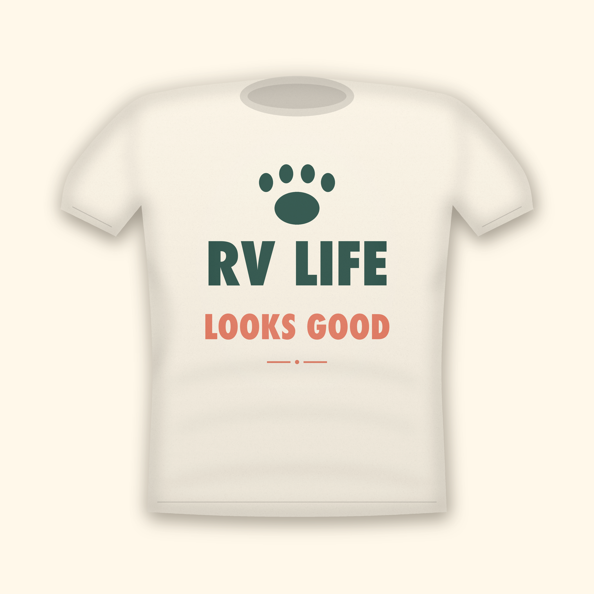 RV Life Looks Good camping t-shirt — cream tee mockup