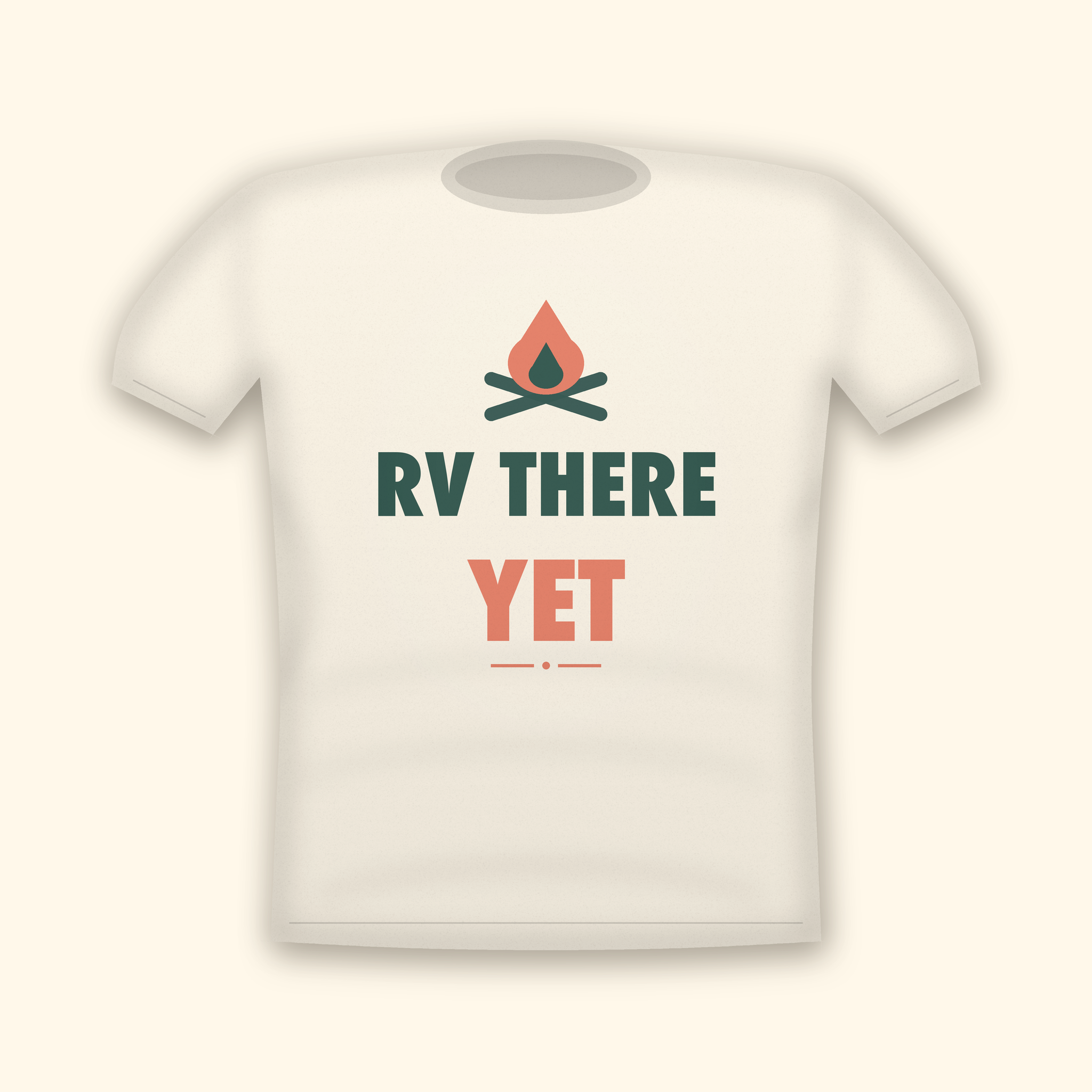 RV There Yet camping t-shirt — cream tee mockup