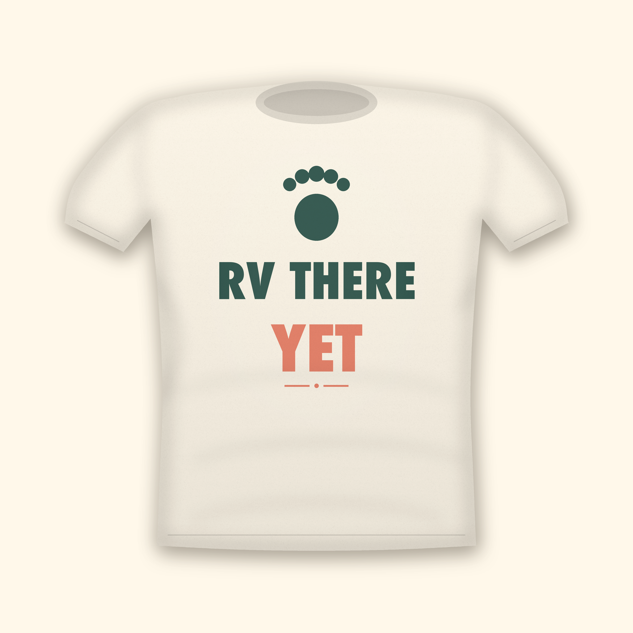 RV There Yet camping t-shirt — cream tee mockup