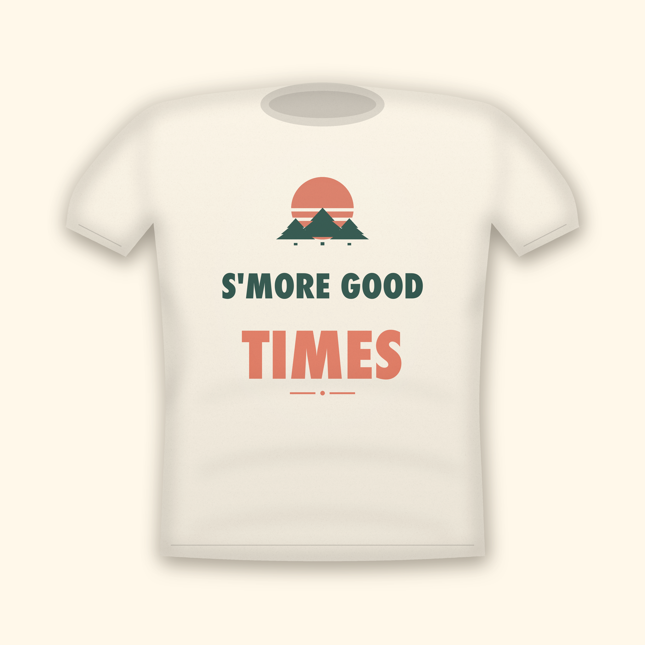 S'more Good Times camping t-shirt — cream tee mockup