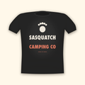 Sasquatch Camping Co camping t-shirt — charcoal tee mockup