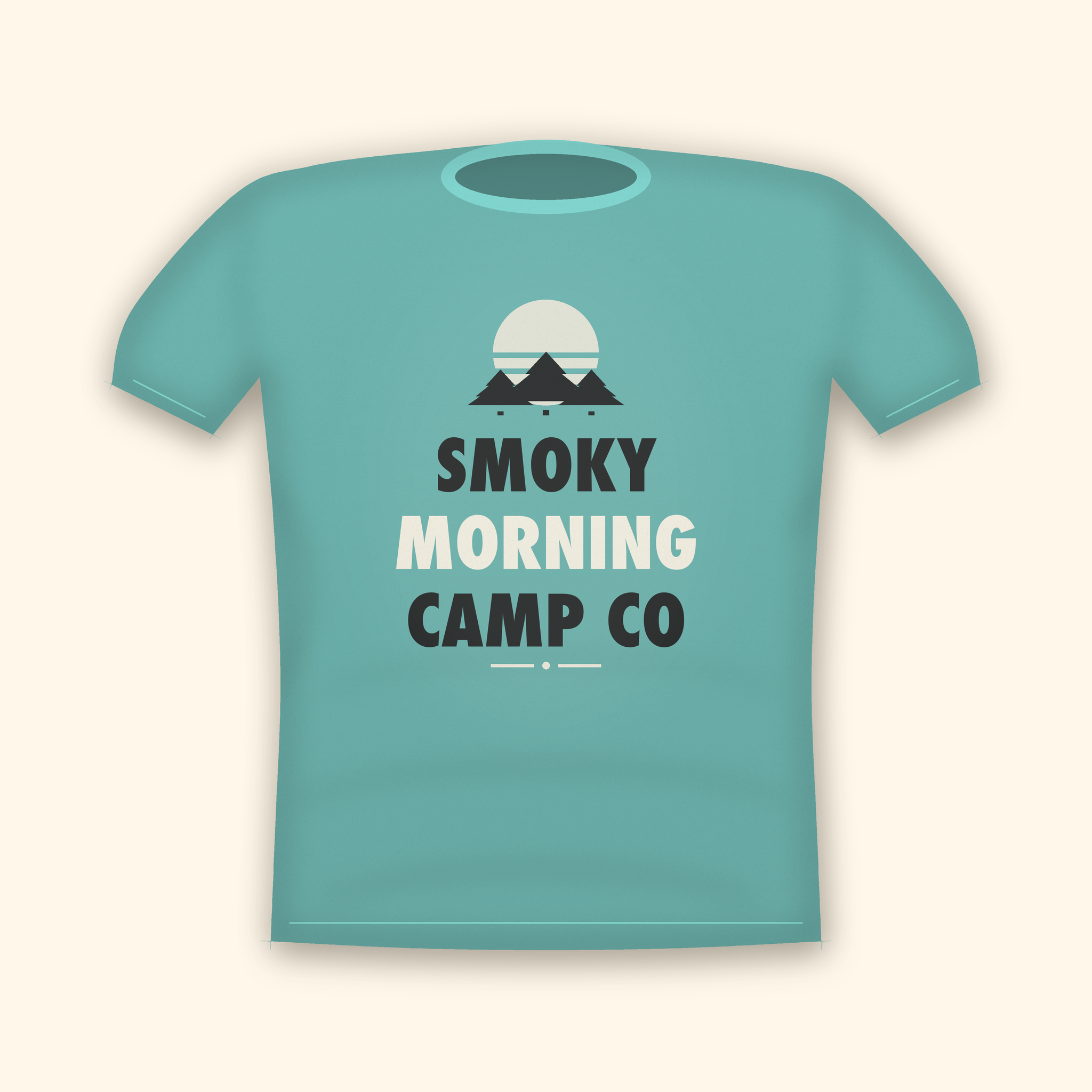Smoky Morning Camp Co camping t-shirt — teal tee mockup
