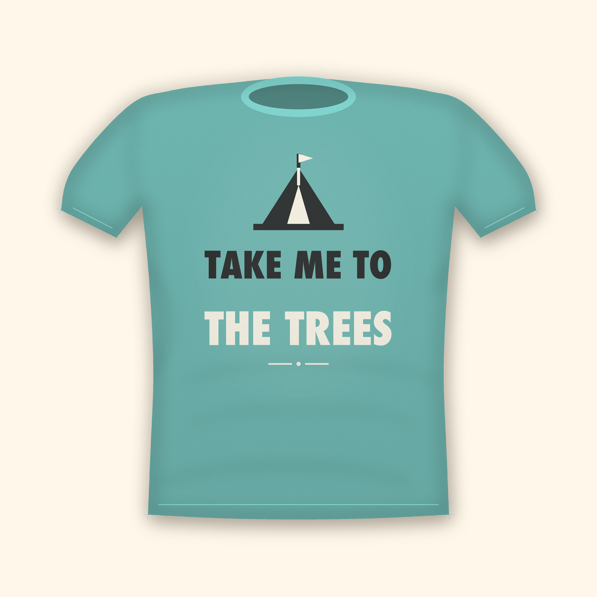 Take Me To The Trees camping t-shirt — teal tee mockup