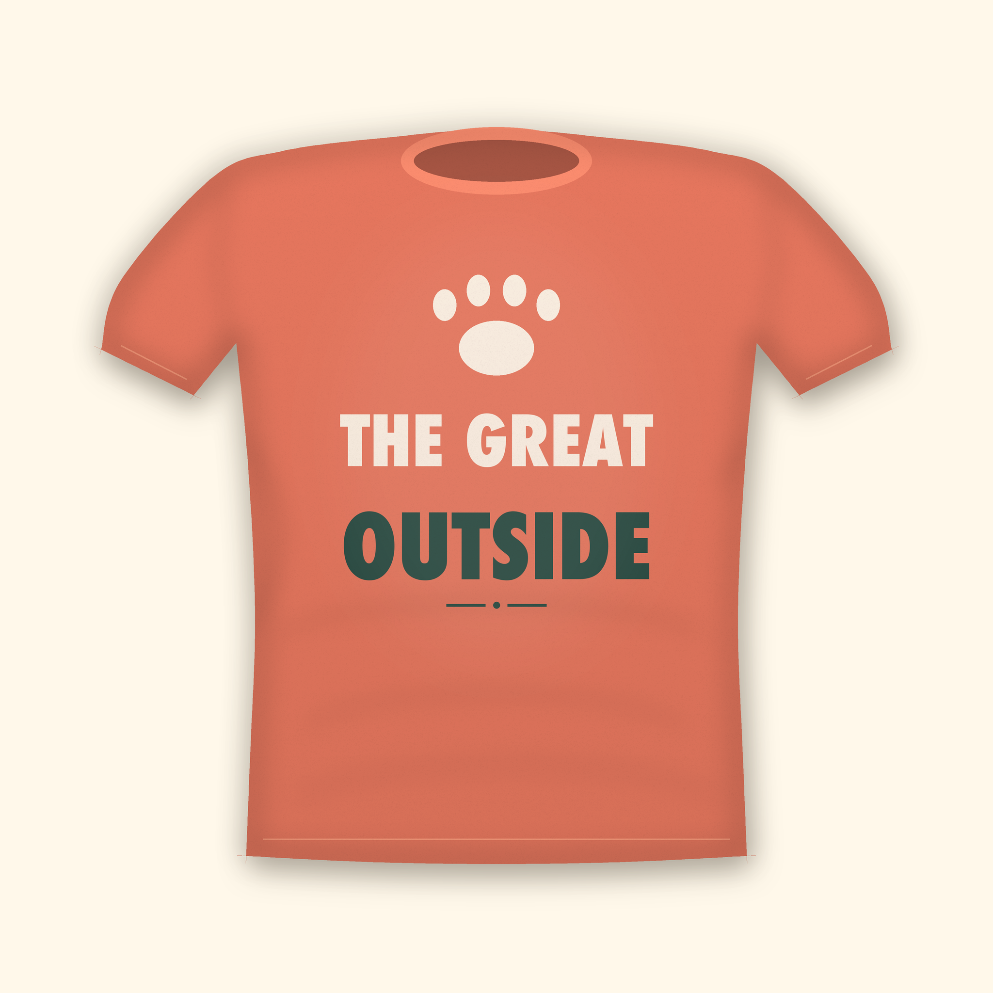 The Great Outside camping t-shirt — coral tee mockup