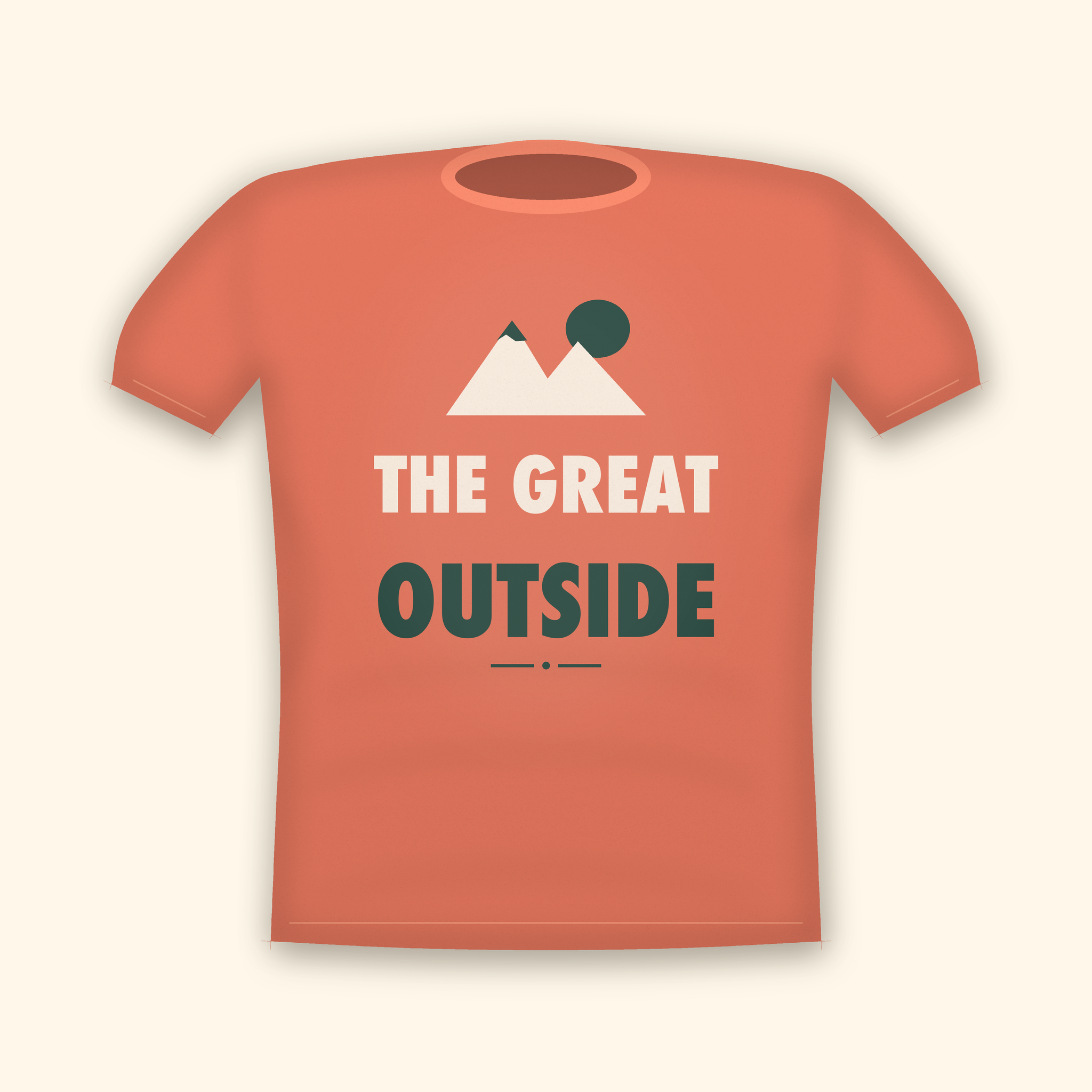 The Great Outside camping t-shirt — coral tee mockup